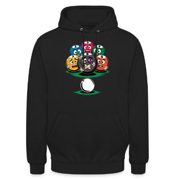 Cartoon Humor Billiards Player - Unisex Hoodie - black - Front - Alina (178cm) & Michal (187cm)
