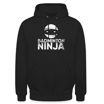 Badminton Ninja Für Badmintonspieler Oder - Unisex Hoodie - Schwarz - Vorne - Alina (178cm) & Michal (187cm)