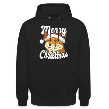 Merry Christmas Weihnachten Fuchs - Unisex Hoodie - Schwarz - Vorne - Alina (178cm) & Michal (187cm)