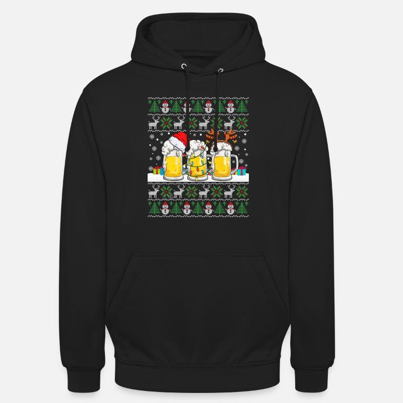 Pull de Noël moche avec Beer Ugly Christmas - Sweat-shirt à capuche unisexe - noir