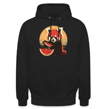Red Panda Cat Bear Red Panda Watermelon Cool - Unisex Hoodie - black - Front - Alina (178cm) & Michal (187cm)