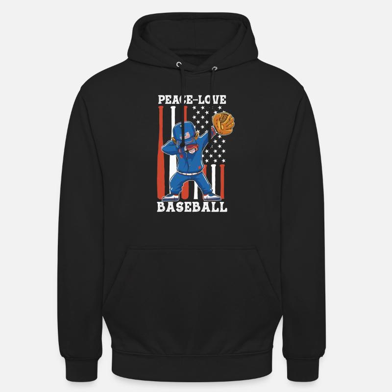 Mädchen Frieden Liebe Baseball - Unisex Hoodie - Schwarz