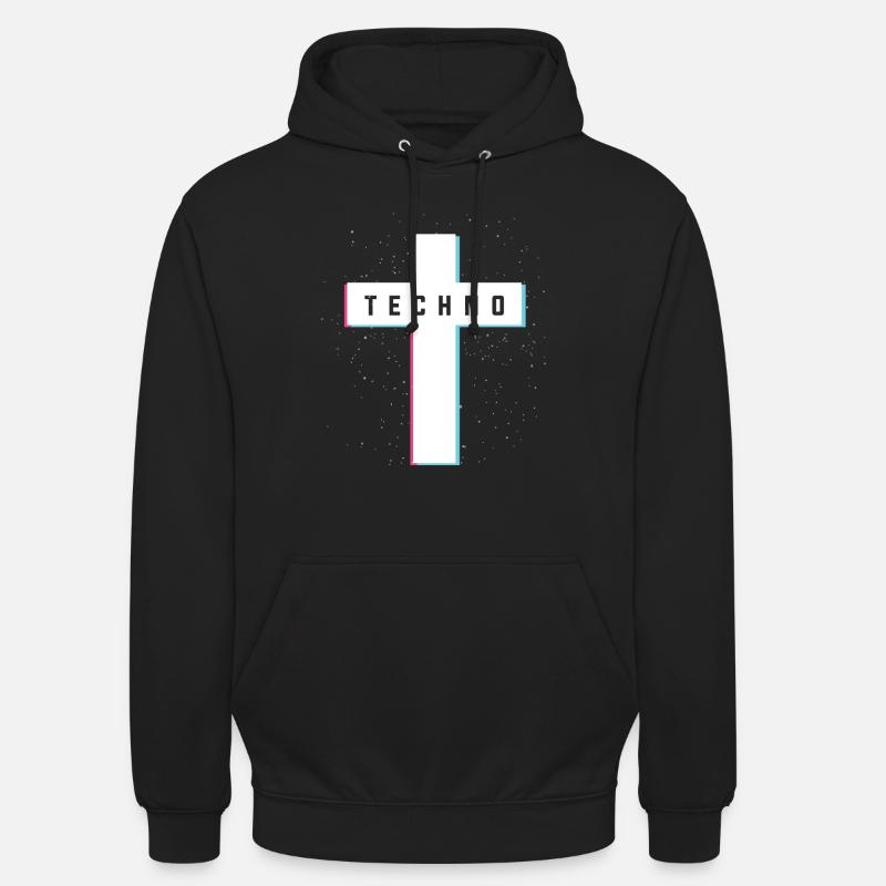 Techno Cross Rave 3D - Sweat-shirt à capuche unisexe - noir