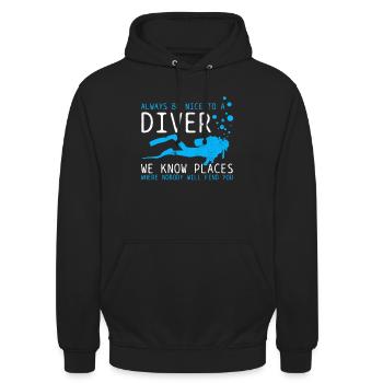 Diving - Diver Gift - Unisex Hoodie - black - Front - Alina (178cm) & Michal (187cm)