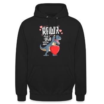 Rawr T Rex TShirt Dinosaure Enfants Saint Valentin - Sweat-shirt à capuche unisexe - noir - Devant - Alina (178cm) & Michal (187cm)