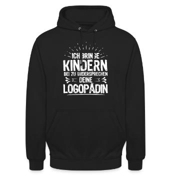 Logopädie Logopäde Logopädin Stimmtherapie Stimme - Unisex Hoodie - Schwarz - Vorne - Alina (178cm) & Michal (187cm)