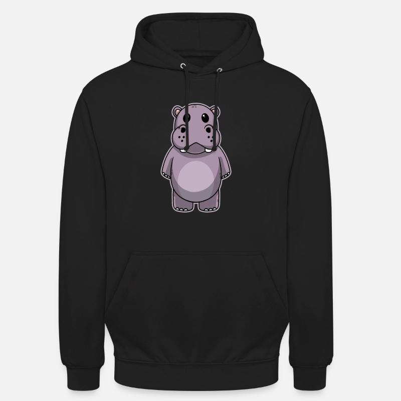 Doux animal bébé hippopotame - Sweat-shirt à capuche unisexe - noir