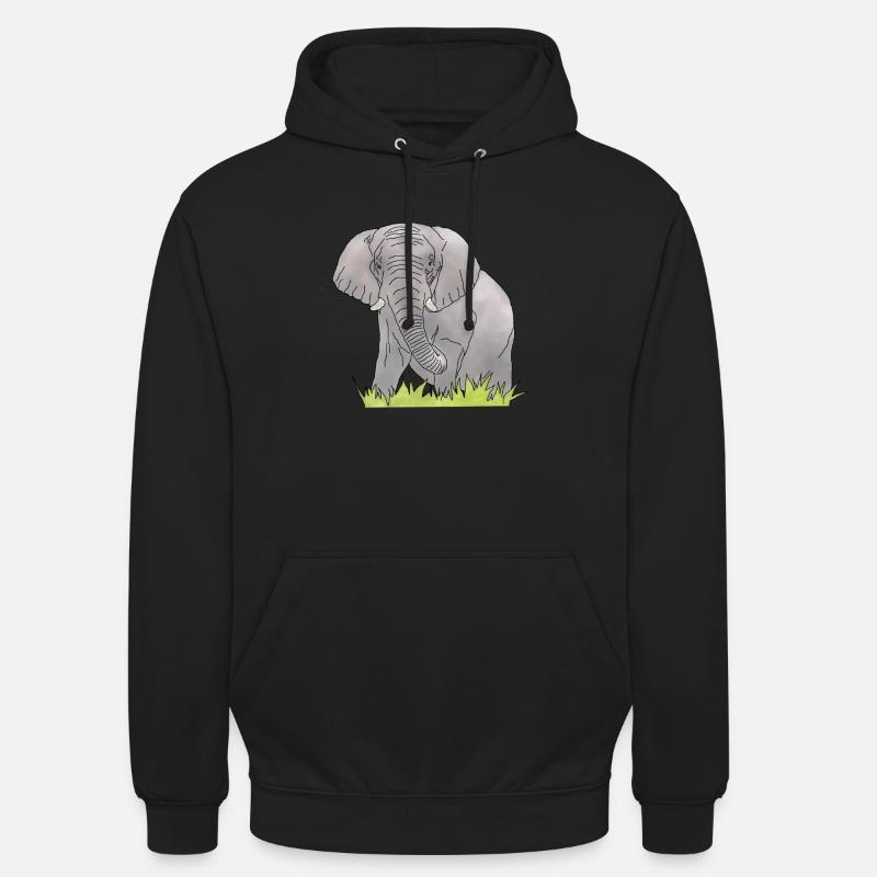 Elefant - Unisex Hoodie - Schwarz