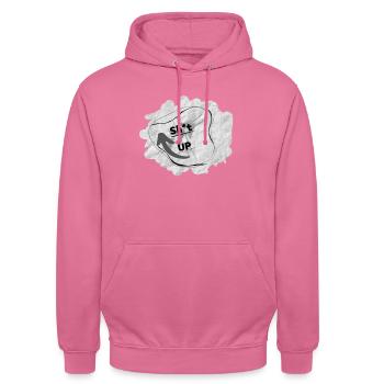 SH*T UP T-Shirt *Haute Qualité* - Sweat-shirt à capuche unisexe - rose - Devant - Alina (178cm) & Michal (187cm)