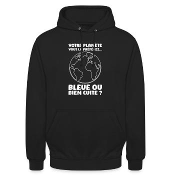 Humour Ecologie Planète Réchauffement Climatique - Sweat-shirt à capuche unisexe - noir - Devant - Alina (178cm) & Michal (187cm)