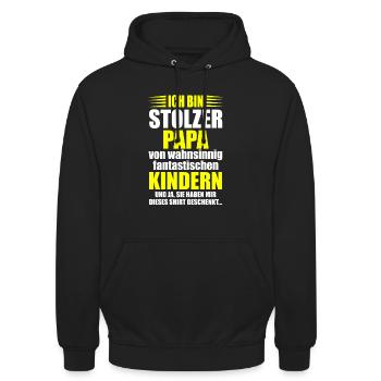 Vater stolzer Papa Vatertag Geschenk Spruch - Unisex Hoodie - Schwarz - Vorne - Alina (178cm) & Michal (187cm)