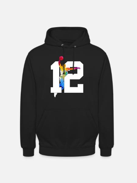 NUMBER 12 BASKETBALL 12TH BIRTHDAY - Unisex Hoodie - black
