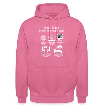 Humour Temps Libre JDR - Sweat-shirt à capuche unisexe - rose - Devant - Alina (178cm) & Michal (187cm)
