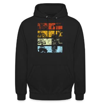 Traktor Retro Traktor Vintage Bauer Landwirt Trakt - Unisex Hoodie - Schwarz - Vorne - Alina (178cm) & Michal (187cm)