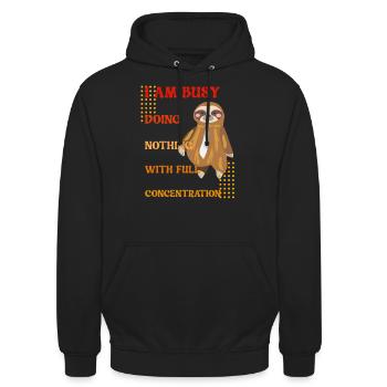 Ich bin voll beschäftigt nichts zu tun - Unisex Hoodie - Schwarz - Vorne - Alina (178cm) & Michal (187cm)