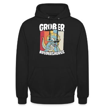 Großer Bruder Geschenk Brudersaurus T Rex Dino Bru - Unisex Hoodie - Schwarz - Vorne - Alina (178cm) & Michal (187cm)