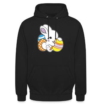Osterhase Bemalt Ostereiger Eierbemalen Eiersuche - Unisex Hoodie - Schwarz - Vorne - Alina (178cm) & Michal (187cm)