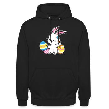 Osterhase Bemalt Ostereiger Eierbemalen Eiersuche - Unisex Hoodie - Schwarz - Vorne - Alina (178cm) & Michal (187cm)