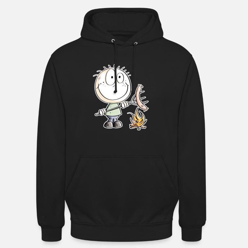 Lustiges Wurst Grillen Strichmännchen - Unisex Hoodie - Schwarz