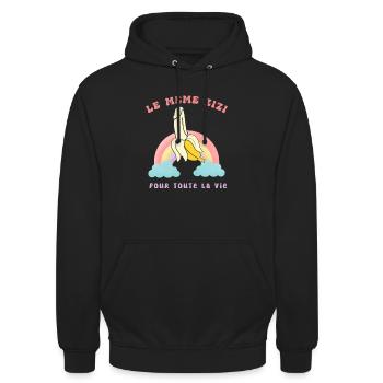 Le Meme Zizi Evjf Cadeau Humour Future Mariée - Sweat-shirt à capuche unisexe - noir - Devant - Alina (178cm) & Michal (187cm)