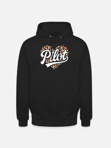 Leopardendesign mit Herz für Pilotinnen - Unisex Hoodie - Schwarz