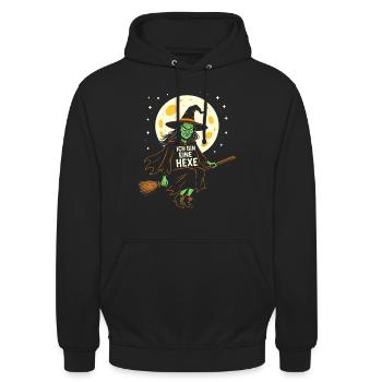 Déguisement de Sorcière Méchante Carnaval Halloween Balai Horreur - Sweat-shirt à capuche unisexe - noir - Devant - Alina (178cm) & Michal (187cm)