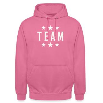 Logo de l’équipe Vintage Star - Sweat-shirt à capuche unisexe - rose - Devant - Alina (178cm) & Michal (187cm)