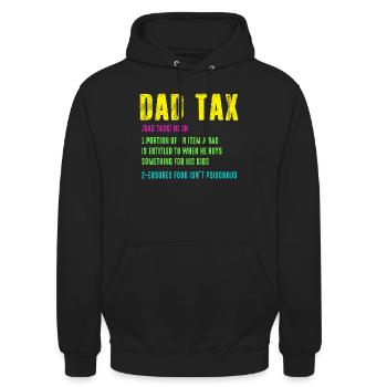 Dad Tax Neon Humor Tee - Unisex Hoodie - black - Front - Alina (178cm) & Michal (187cm)