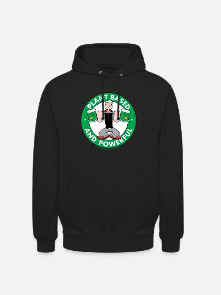 Popeye Logo Plant Based And Powerful - Unisex Hoodie - Schwarz