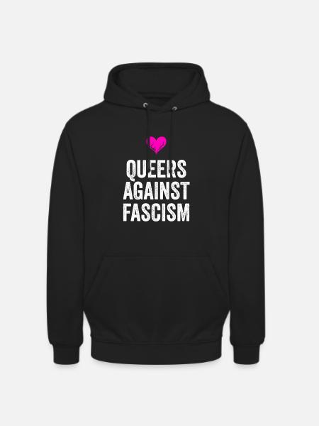QUEERS AGAINST FASCISM - Unisex Hoodie - Schwarz