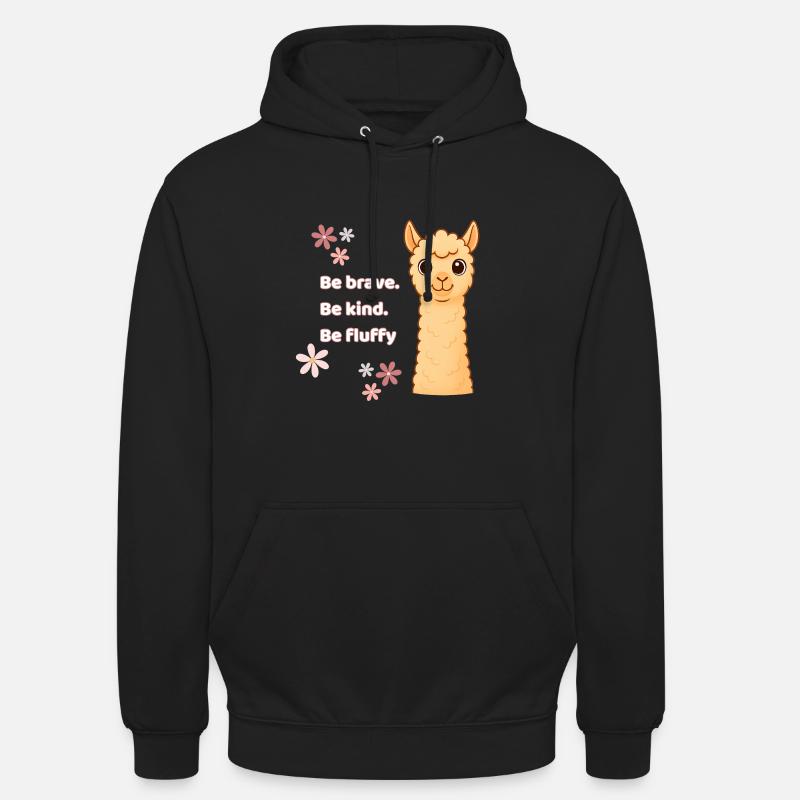 Sei mutig – Fluffige Alpakas - Unisex Hoodie - Schwarz