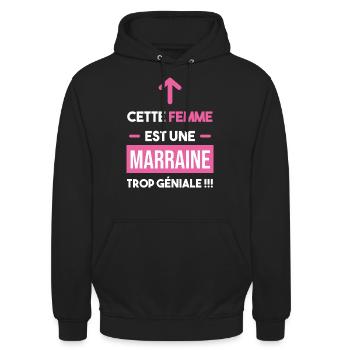 cadeau marrant trop géniale marraine femme - Sweat-shirt à capuche unisexe - noir - Devant - Alina (178cm) & Michal (187cm)
