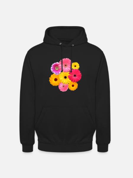 Gerbera blomst farverig blomstrende Gerberas blomster blomster - Hættetrøje unisex - sort