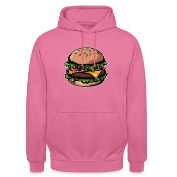 Burger - Fast Food - lecker - Unisex Hoodie - Pink - Vorne - Alina (178cm) & Michal (187cm)