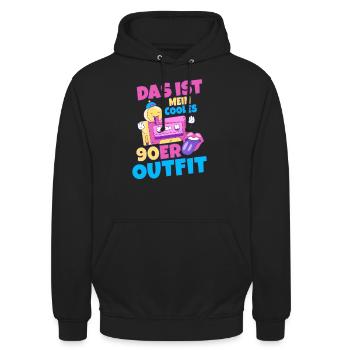 Das ist mein cooles 90er Outfit 90s Boyband Modesü - Unisex Hoodie - Schwarz - Vorne - Alina (178cm) & Michal (187cm)