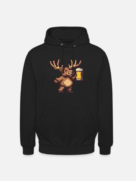 Moose Pixel Beer - Unisex Hoodie - black