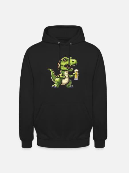 Dinosaur T-Rex Pixel Beer - Unisex Hoodie - black