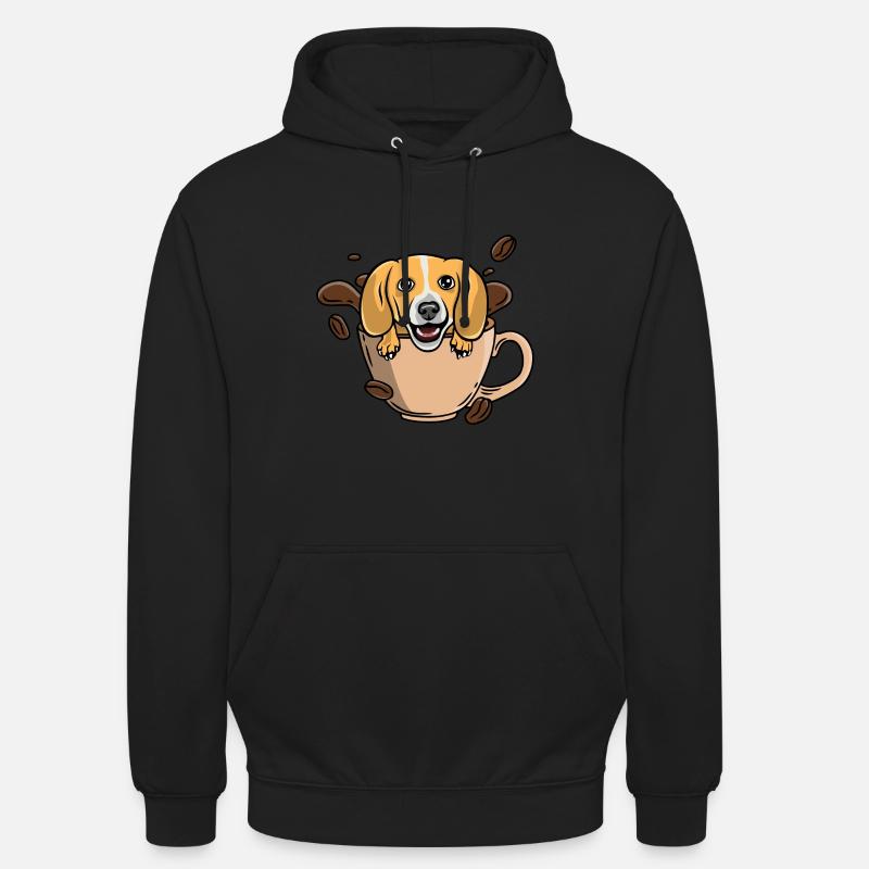 Beagle à café - Sweat-shirt à capuche unisexe - noir