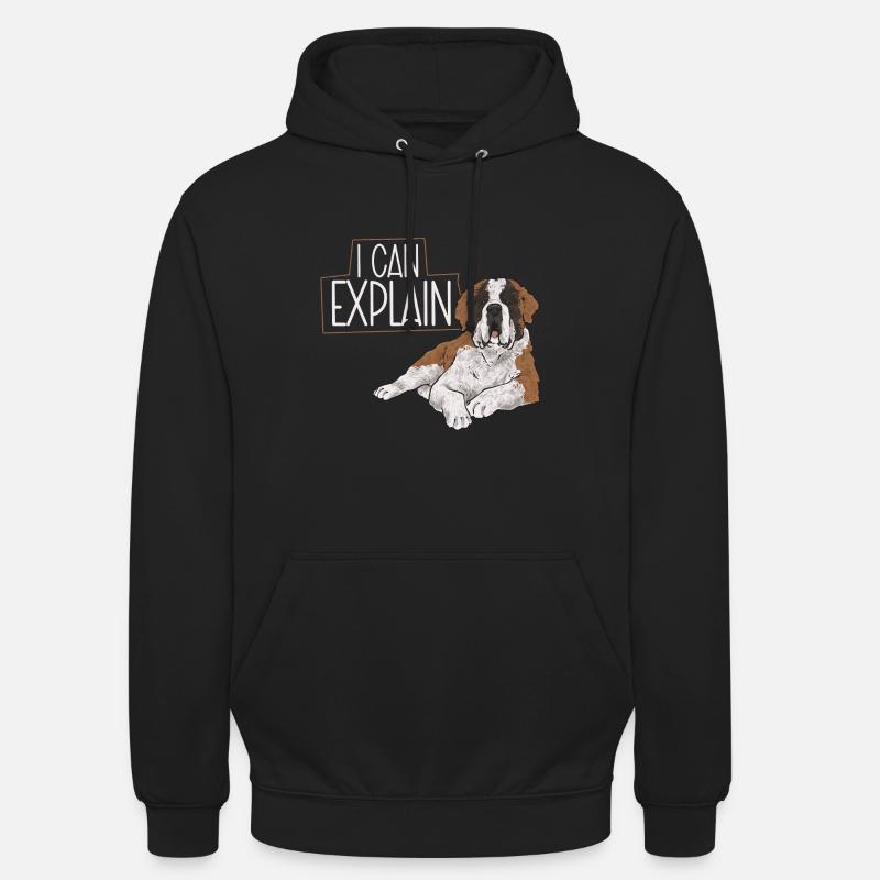 Saint-Bernard Chien Saint-Bernard - Sweat-shirt à capuche unisexe - noir