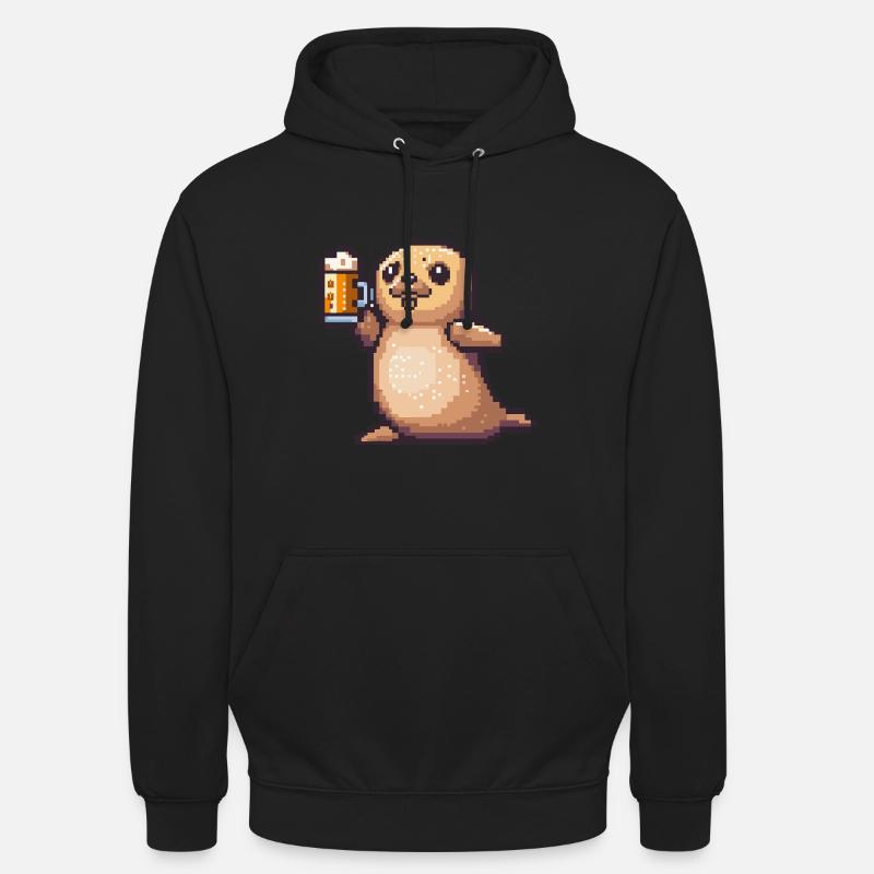 Robbe Tier Pixel Bier - Unisex Hoodie - Schwarz
