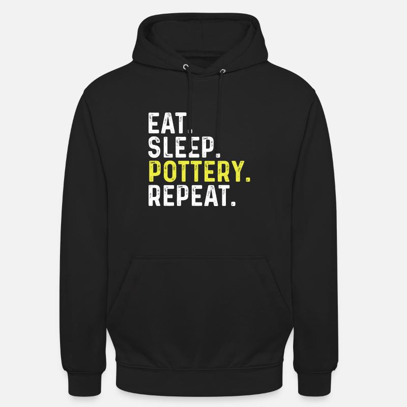 Manger de la poterie de sommeil Répéter - Sweat-shirt à capuche unisexe - noir