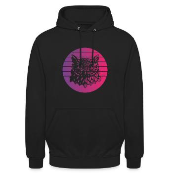 Eule Retro Style Vintage - Unisex Hoodie - Schwarz - Vorne - Alina (178cm) & Michal (187cm)