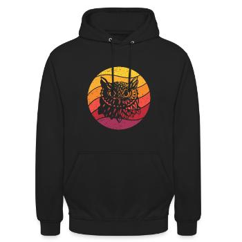 Eule Retro Style Vintage - Unisex Hoodie - Schwarz - Vorne - Alina (178cm) & Michal (187cm)