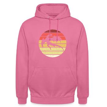 Drache Retro Style Vintage - Unisex Hoodie - Pink - Vorne - Alina (178cm) & Michal (187cm)