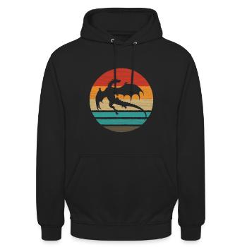 Drache Retro Style Vintage - Unisex Hoodie - Schwarz - Vorne - Alina (178cm) & Michal (187cm)