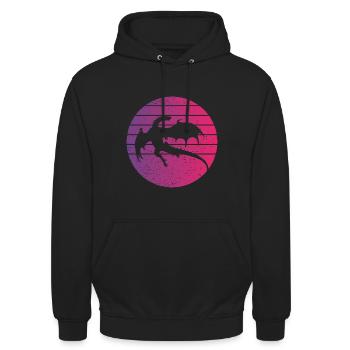 Drache Retro Style Vintage - Unisex Hoodie - Schwarz - Vorne - Alina (178cm) & Michal (187cm)