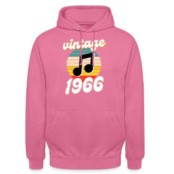 né 1966 millésime 66 idée cadeau anniversaire - Sweat-shirt à capuche unisexe - rose - Devant - Alina (178cm) & Michal (187cm)