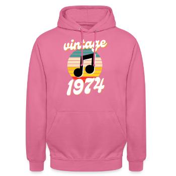 né 1974 millésime 74 idée cadeau anniversaire - Sweat-shirt à capuche unisexe - rose - Devant - Alina (178cm) & Michal (187cm)