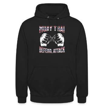 Muay Thaï Boxe Muay Thaï - Sweat-shirt à capuche unisexe - noir - Devant - Alina (178cm) & Michal (187cm)