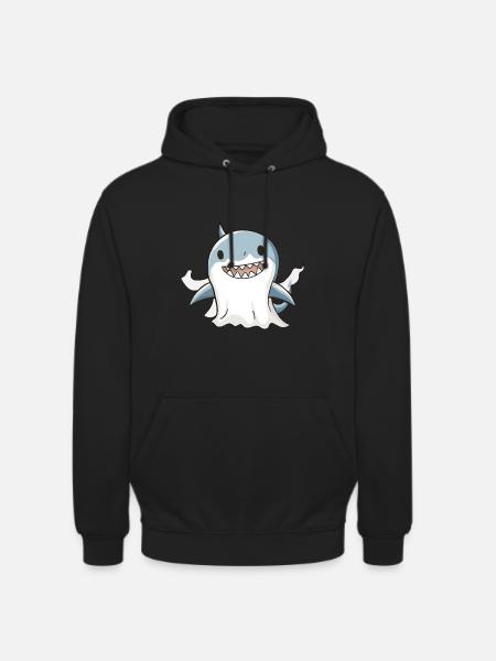 Shark Halloween Comic Ghost - Unisex Hoodie - black